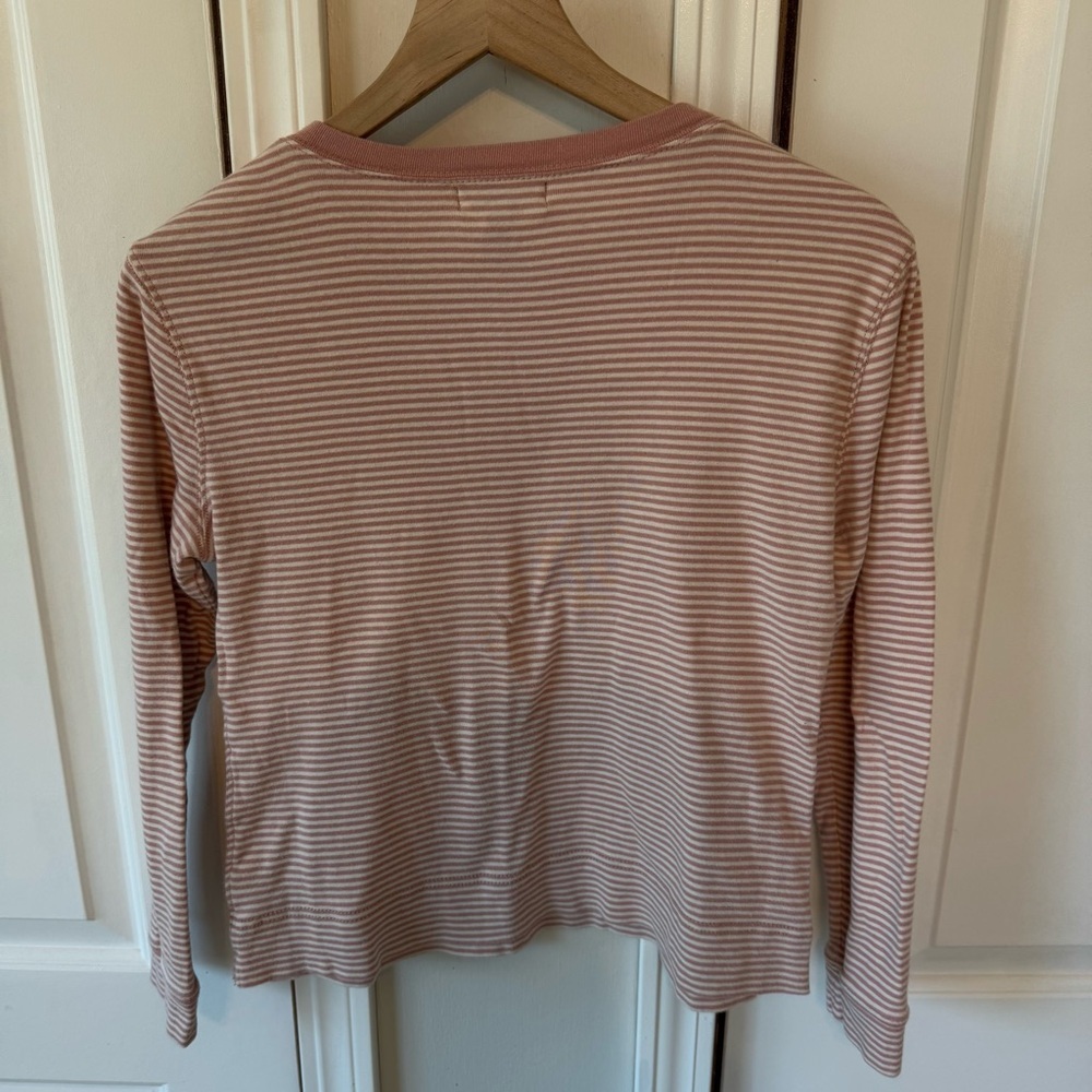 Lauren Ralph Lauren Women’s Pink &. White Striped Long Sleeve Size M 100% Cotton - Picture 6 of 10